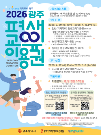2026년 광주광역시 평생교육이용권 신청